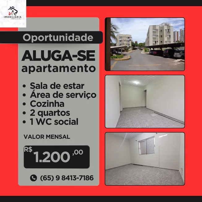 Foto 1 de Apartamento com 2 Quartos para alugar, 58m² em Jardim Aclimação, Cuiabá