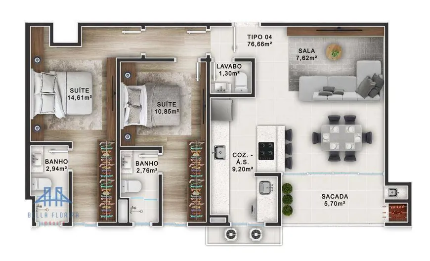 Foto 1 de Apartamento com 2 Quartos à venda, 76m² em Porto Belo, Porto Belo