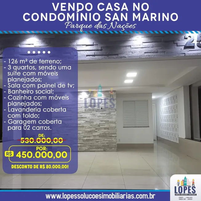 Foto 1 de Casa de Condomínio com 3 Quartos à venda, 126m² em Parque Residencial das Nações Indígenas, Cuiabá