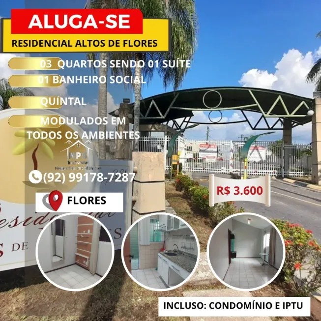 Foto 1 de Casa com 3 Quartos para alugar, 185m² em Flores, Manaus