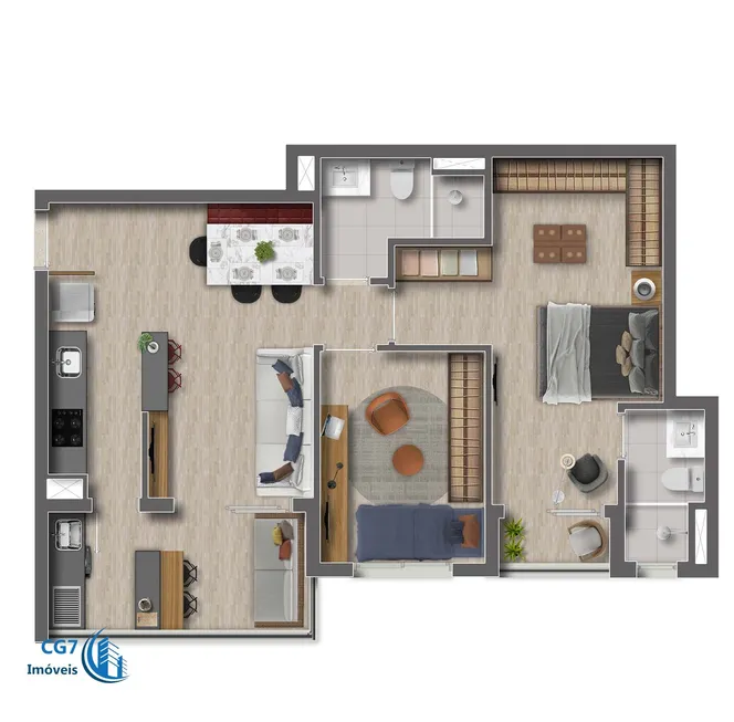 Foto 1 de Apartamento com 2 Quartos à venda, 64m² em Centro Comercial Jubran, Barueri