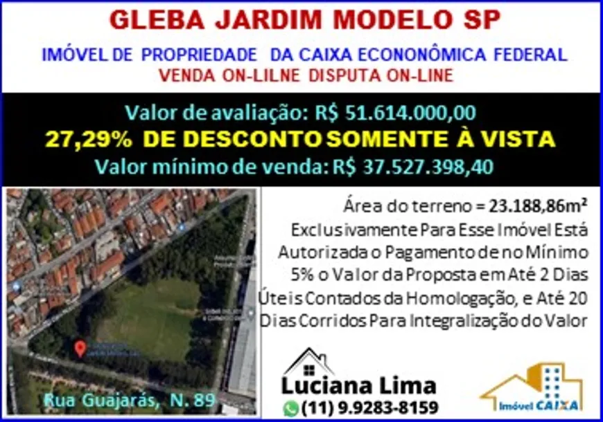 Foto 1 de Lote/Terreno com 1 Quarto à venda, 23188m² em Jardim Modelo, São Paulo