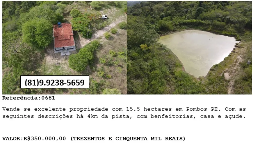 Foto 1 de Lote/Terreno à venda, 15000m² em Centro, Pombos