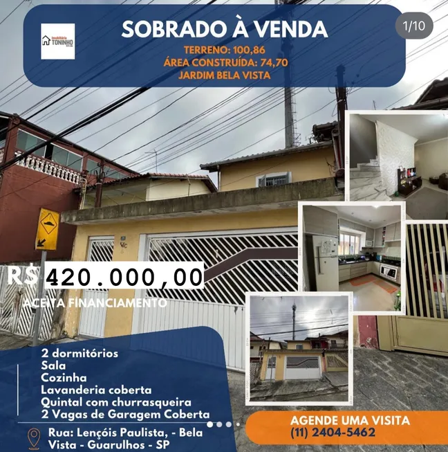 Foto 1 de Sobrado com 2 Quartos à venda, 101m² em Jardim Bela Vista, Guarulhos