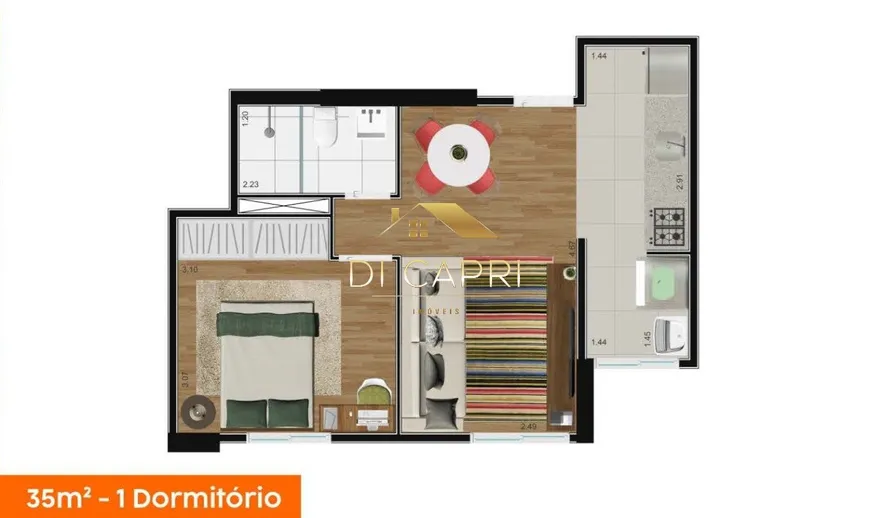 Foto 1 de Apartamento com 1 Quarto à venda, 35m² em Vila Carrão, São Paulo