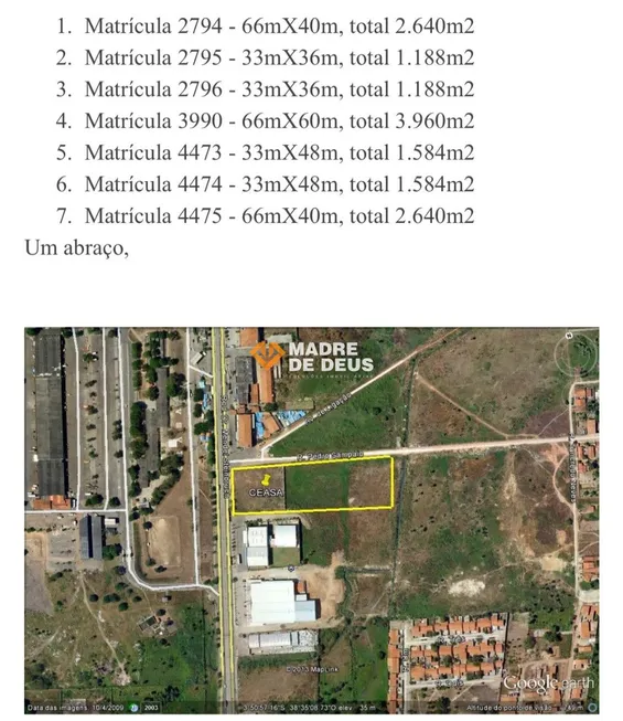 Foto 1 de Lote/Terreno à venda, 14784m² em Parque Novo Mondubim, Maracanaú