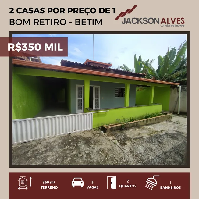 Foto 1 de Casa com 2 Quartos à venda, 360m² em Bom Retiro, Betim