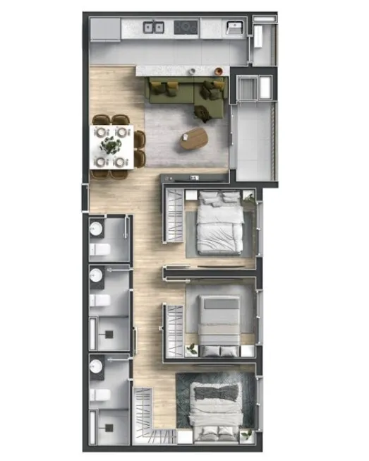 Foto 1 de Apartamento com 3 Quartos à venda, 74m² em Juvevê, Curitiba