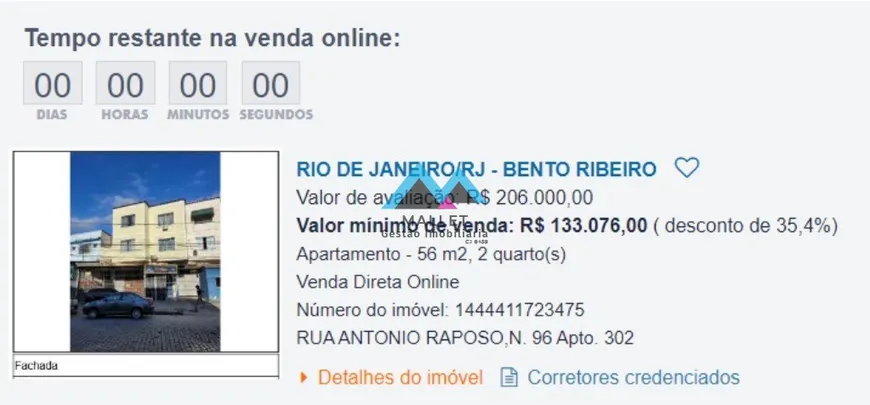 Foto 1 de Apartamento com 2 Quartos à venda, 56m² em Bento Ribeiro, Rio de Janeiro