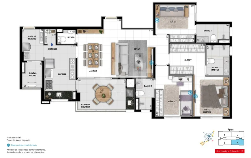 Foto 1 de Apartamento com 3 Quartos à venda, 115m² em Taquaral, Campinas