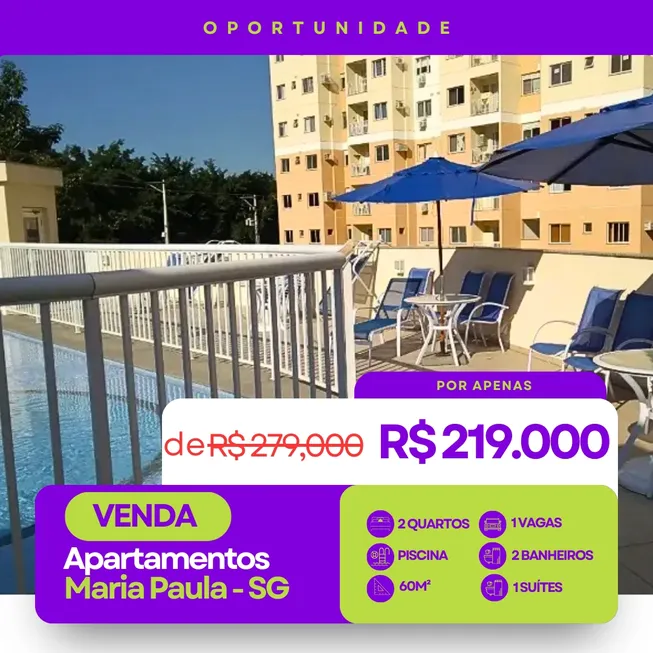 Foto 1 de Apartamento com 2 Quartos à venda, 53m² em Maria Paula, São Gonçalo