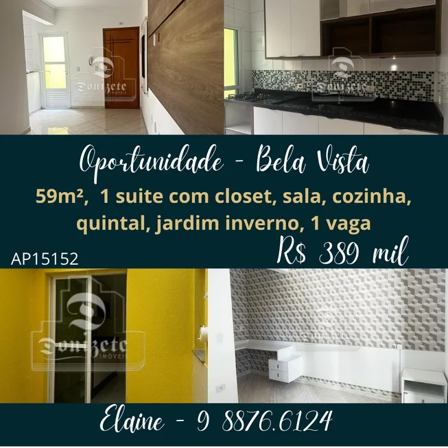 Foto 1 de Apartamento com 1 Quarto à venda, 59m² em Vila Gilda, Santo André