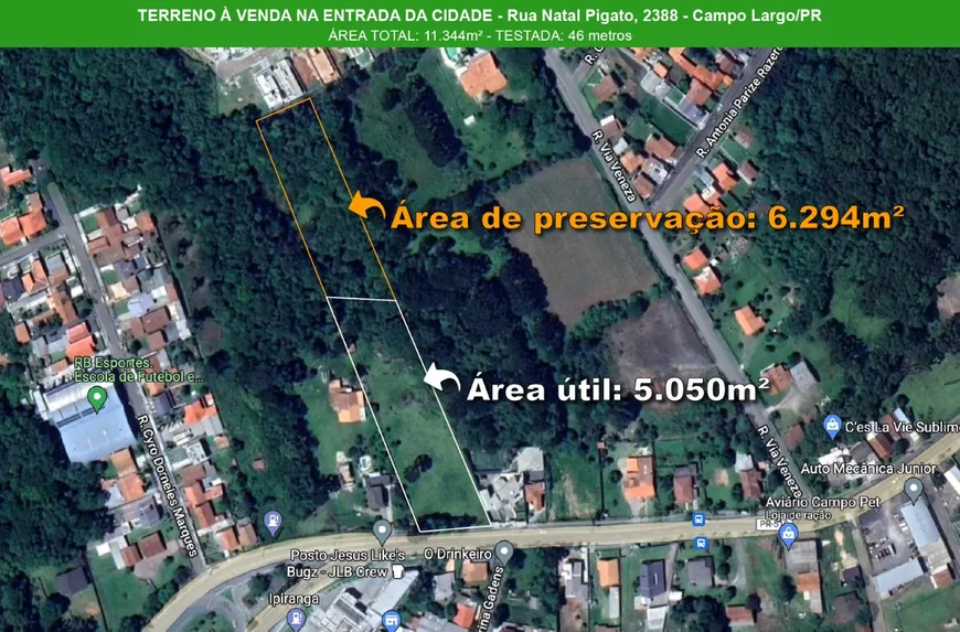 Foto 1 de Lote/Terreno à venda, 11344m² em Rondinha, Campo Largo