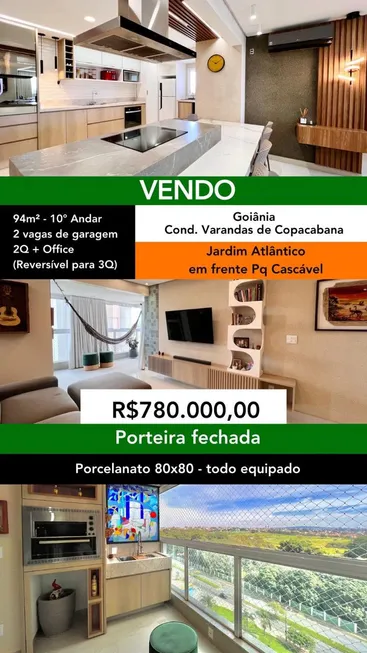 Foto 1 de Apartamento com 3 Quartos à venda, 94m² em Jardim Atlântico, Goiânia