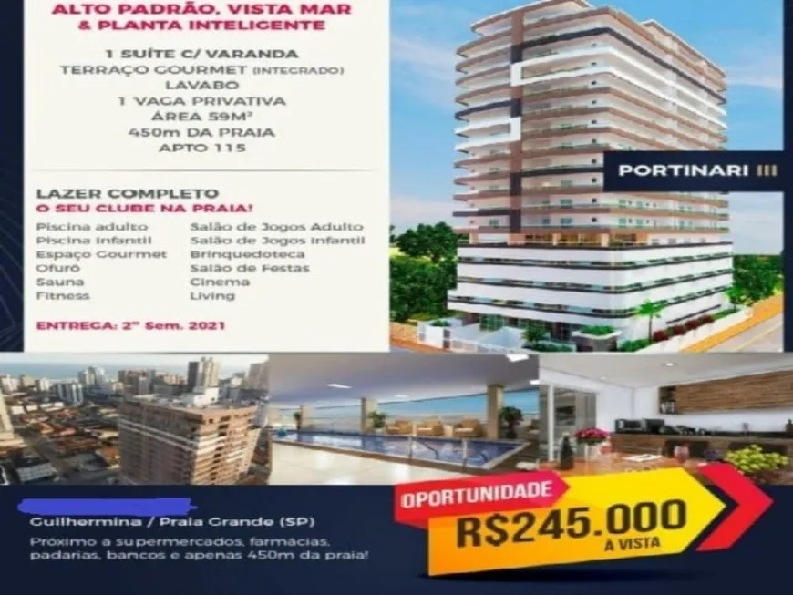 Foto 1 de Apartamento com 1 Quarto à venda, 59m² em Centro, Mongaguá