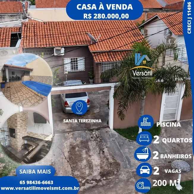 Foto 1 de Casa com 2 Quartos à venda, 100m² em Santa Terezinha 1 Etapa, Cuiabá