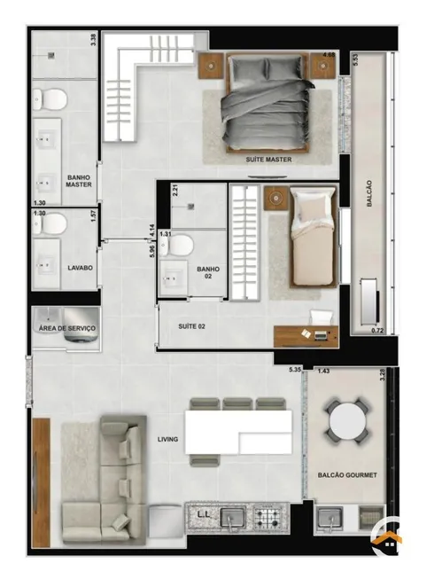 Foto 1 de Apartamento com 2 Quartos à venda, 72m² em Setor Bueno, Goiânia