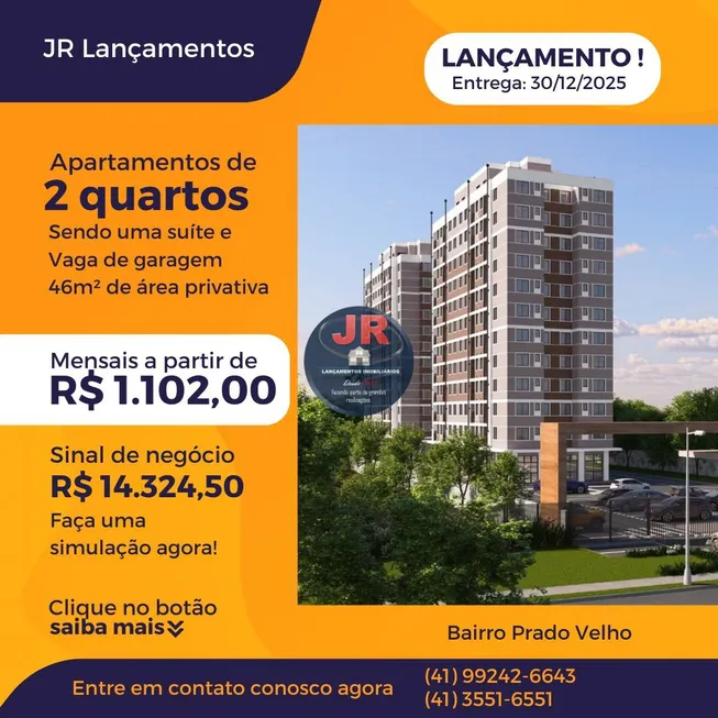 Foto 1 de Apartamento com 2 Quartos à venda, 56m² em Prado Velho, Curitiba