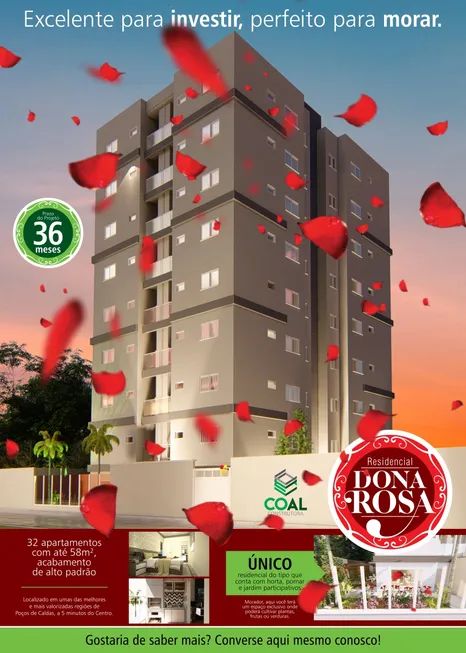 Foto 1 de Apartamento com 2 Quartos à venda, 58m² em Campo das Antas, Poços de Caldas