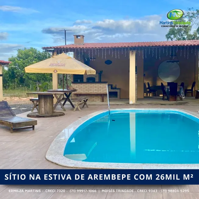 Foto 1 de Fazenda/Sítio com 3 Quartos à venda, 26000m² em Arembepe, Camaçari