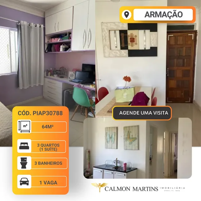 Foto 1 de Apartamento com 3 Quartos à venda, 64m² em Armação, Salvador