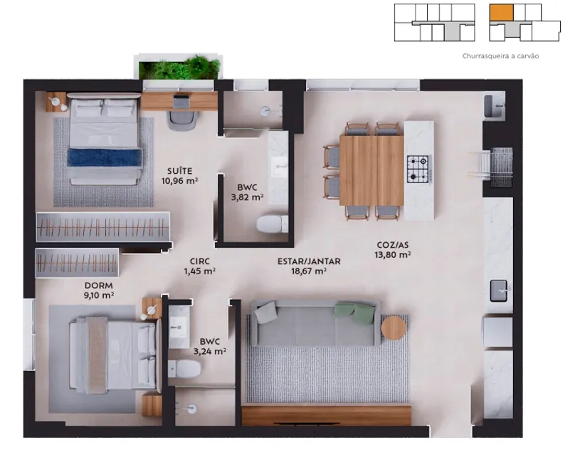 Foto 1 de Apartamento com 2 Quartos à venda, 71m² em Cidade Universitaria Pedra Branca, Palhoça