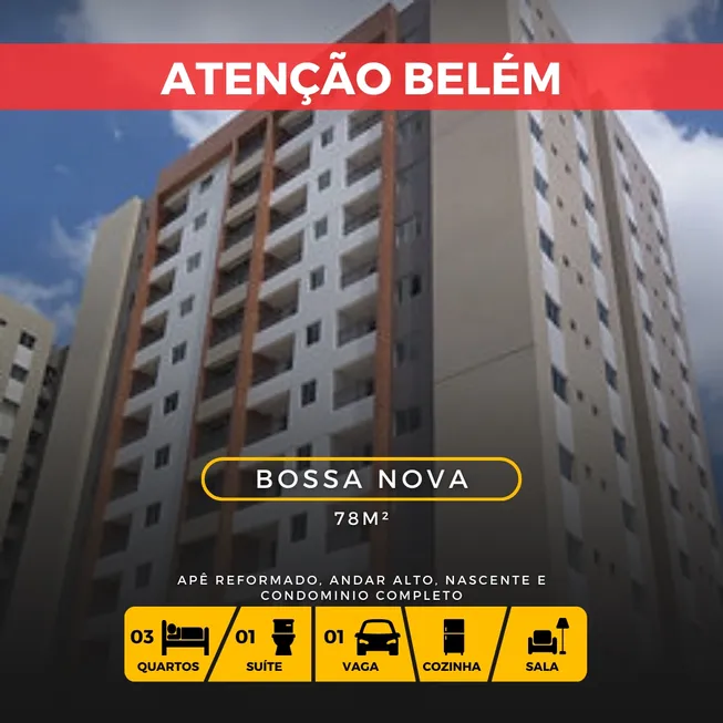 Foto 1 de Apartamento com 3 Quartos à venda, 78m² em Castanheira, Belém