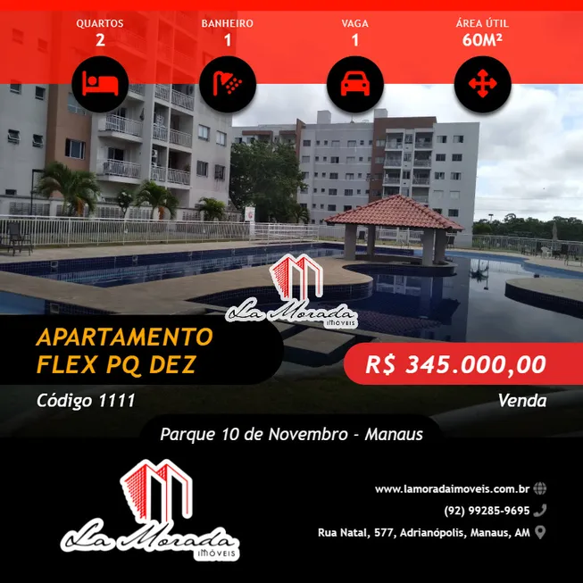 Foto 1 de Apartamento com 2 Quartos à venda, 60m² em Parque Dez de Novembro, Manaus