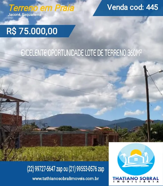 Foto 1 de Lote/Terreno à venda, 360m² em Jaconé, Saquarema