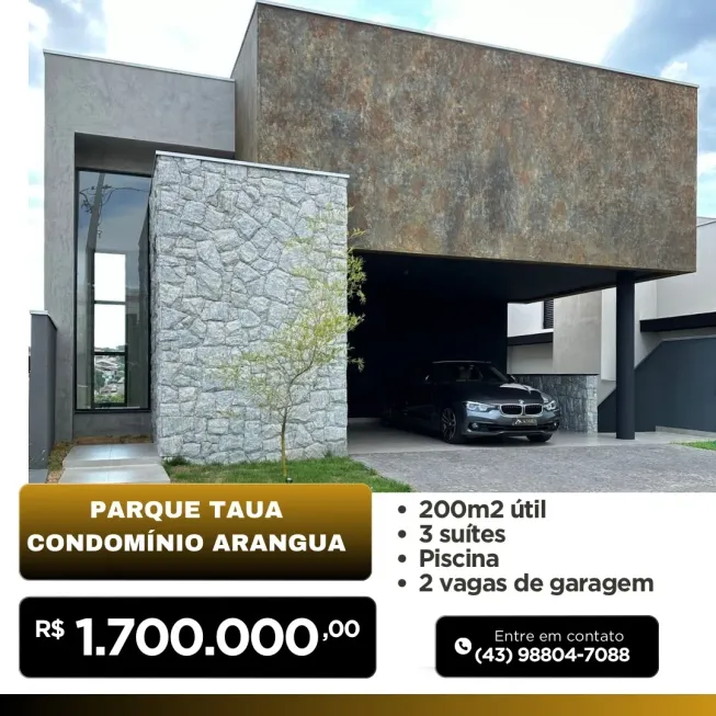 Foto 1 de Casa de Condomínio com 3 Quartos à venda, 200m² em Conjunto Habitacional Alexandre Urbanas, Londrina