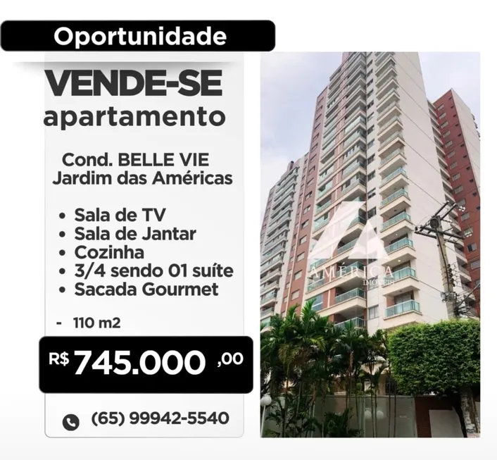Foto 1 de Apartamento com 3 Quartos à venda, 110m² em Jardim das Américas, Cuiabá