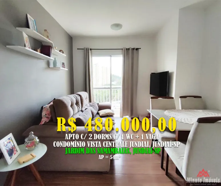 Foto 1 de Apartamento com 2 Quartos à venda, 54m² em Jardim Samambaia, Jundiaí