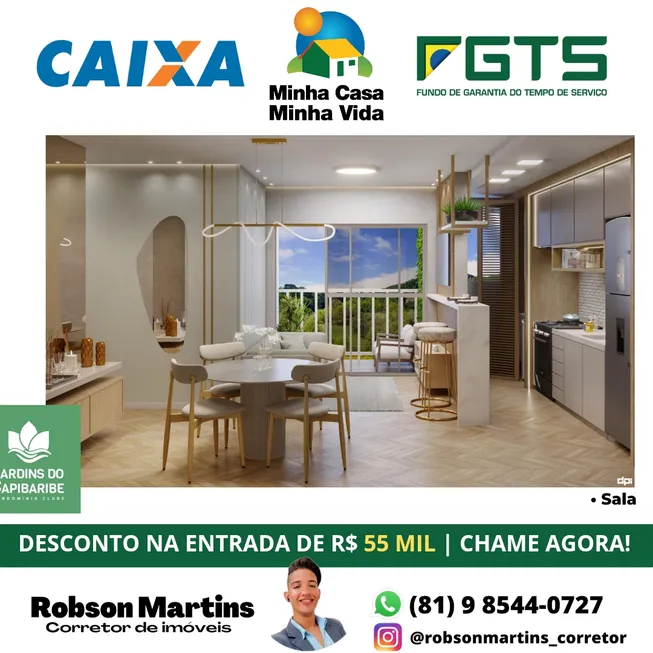 Foto 1 de Apartamento com 2 Quartos à venda, 51m² em Capibaribe, São Lourenço da Mata