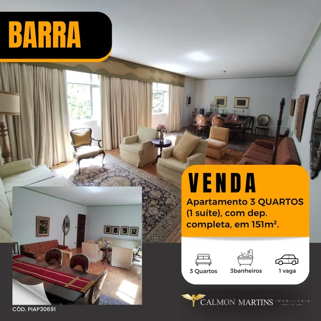 Foto 1 de Apartamento com 3 Quartos à venda, 151m² em Barra, Salvador