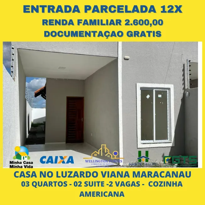 Foto 1 de Casa com 3 Quartos à venda, 88m² em Luzardo Viana, Maracanaú