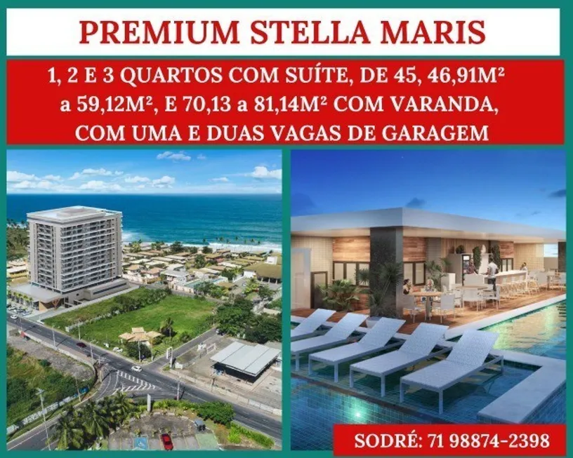 Foto 1 de Apartamento com 1 Quarto à venda, 46m² em Stella Maris, Salvador