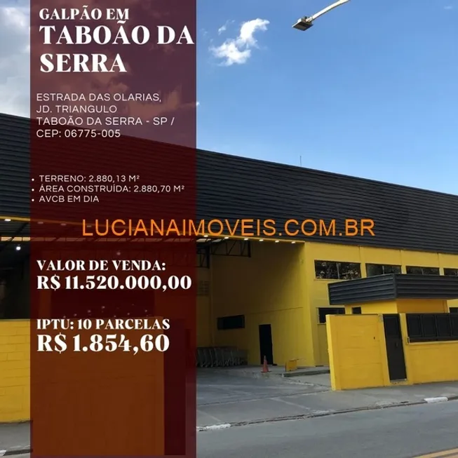 Foto 1 de Galpão/Depósito/Armazém à venda, 2880m² em Jardim Triangulo, Taboão da Serra