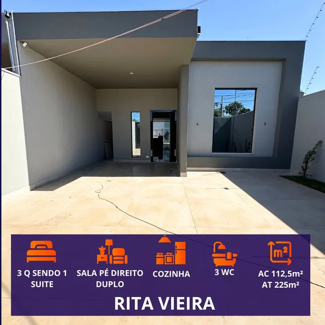 Foto 1 de Casa com 3 Quartos à venda, 112m² em Parque Residencial Rita Vieira, Campo Grande