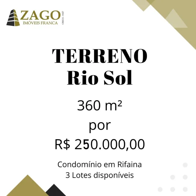 Foto 1 de Lote/Terreno à venda, 360m² em , Rifaina