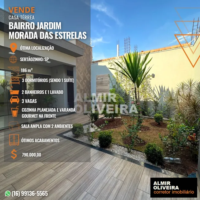Foto 1 de Casa com 3 Quartos à venda, 186m² em Jardim Morada das Estrelas, Sertãozinho