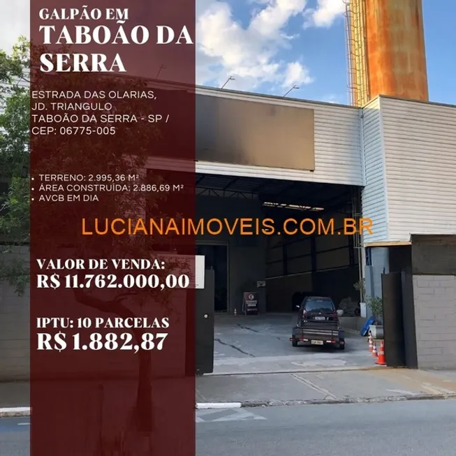 Foto 1 de Galpão/Depósito/Armazém à venda, 2886m² em Jardim Triangulo, Taboão da Serra