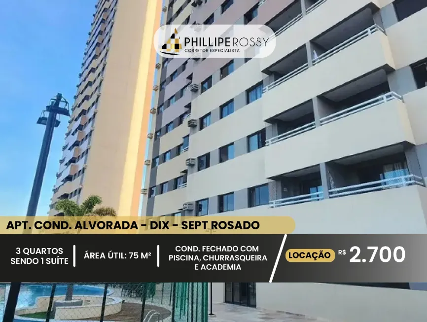 Foto 1 de Apartamento com 3 Quartos para alugar, 75m² em Dix-sept Rosado, Natal