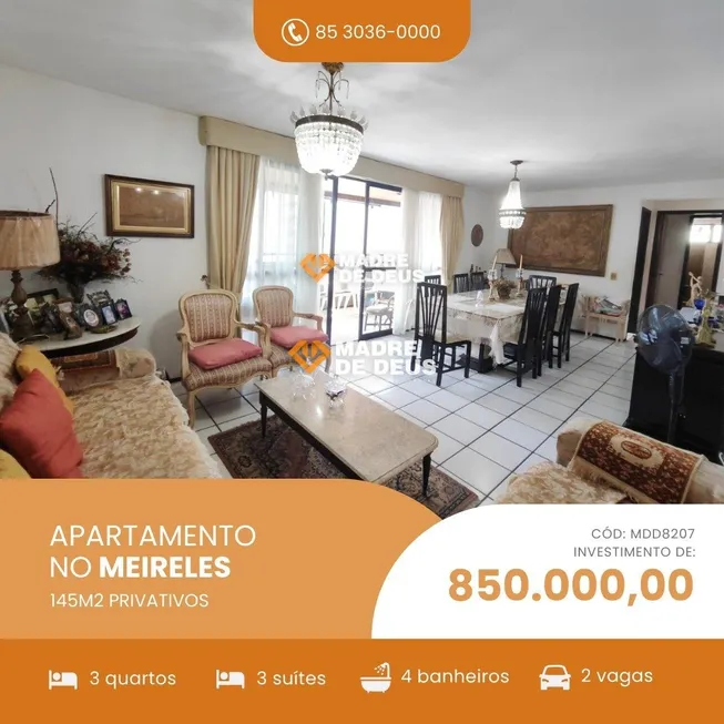 Foto 1 de Apartamento com 3 Quartos à venda, 145m² em Meireles, Fortaleza