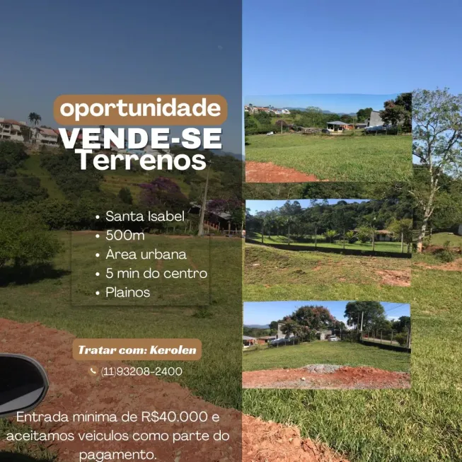 Foto 1 de Lote/Terreno à venda, 500m² em Jardim das Acacias, Santa Isabel