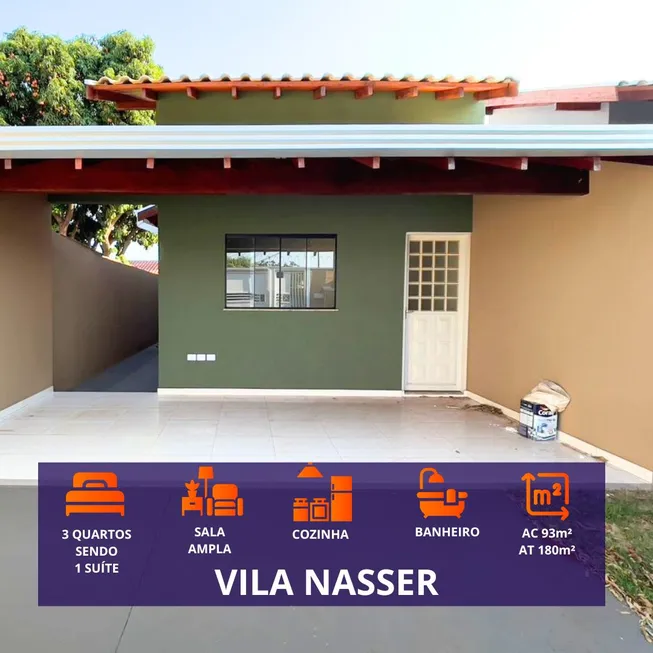 Foto 1 de Casa com 3 Quartos à venda, 93m² em Vila Nasser, Campo Grande