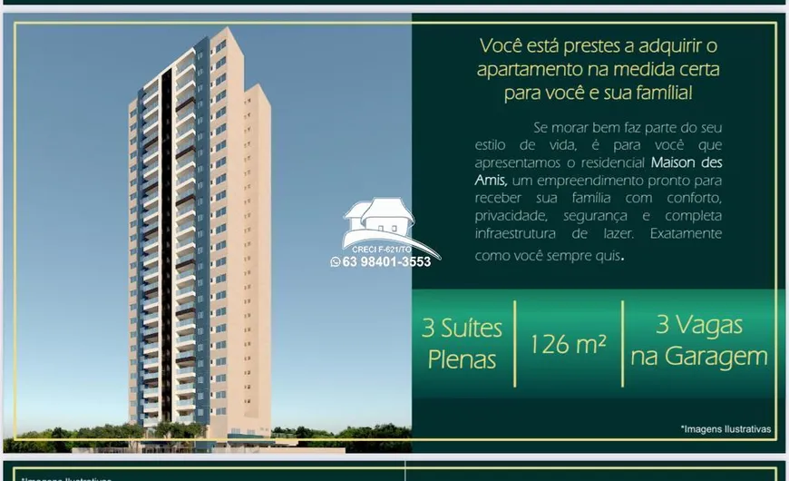 Foto 1 de Apartamento com 3 Quartos à venda, 126m² em Plano Diretor Sul, Palmas