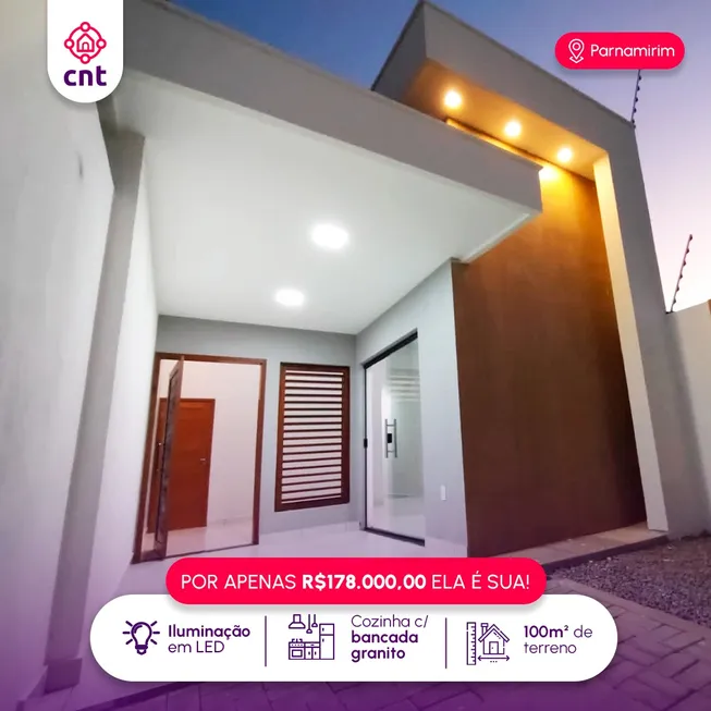 Foto 1 de Casa com 2 Quartos à venda, 69m² em Nova Esperança, Parnamirim