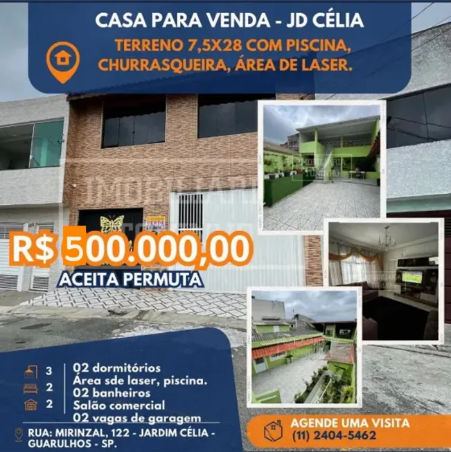 Foto 1 de Casa com 2 Quartos à venda, 210m² em Jardim Celia, Guarulhos