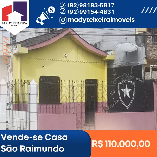 Foto 1 de Casa com 2 Quartos à venda, 80m² em São Raimundo, Manaus