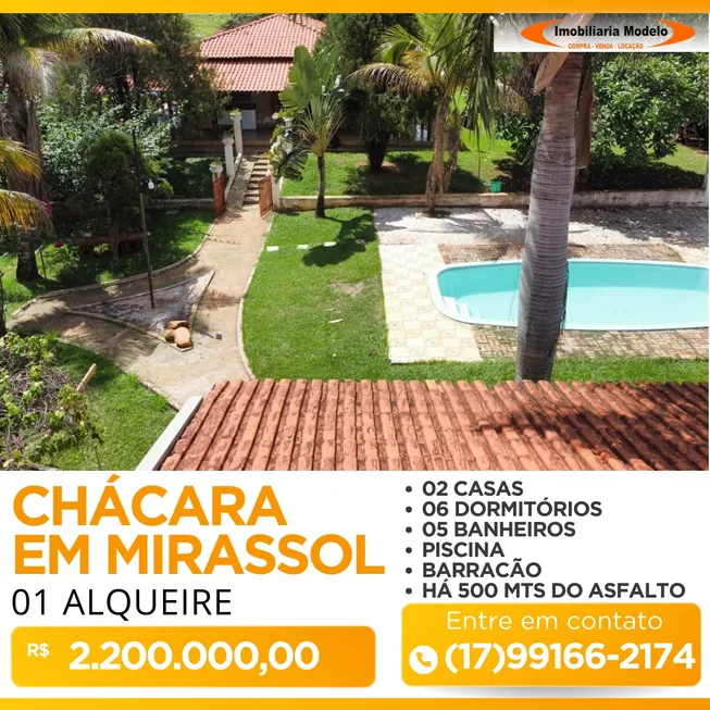 Foto 1 de Fazenda/Sítio com 6 Quartos à venda, 640m² em Area Rural de Mirassol, Mirassol